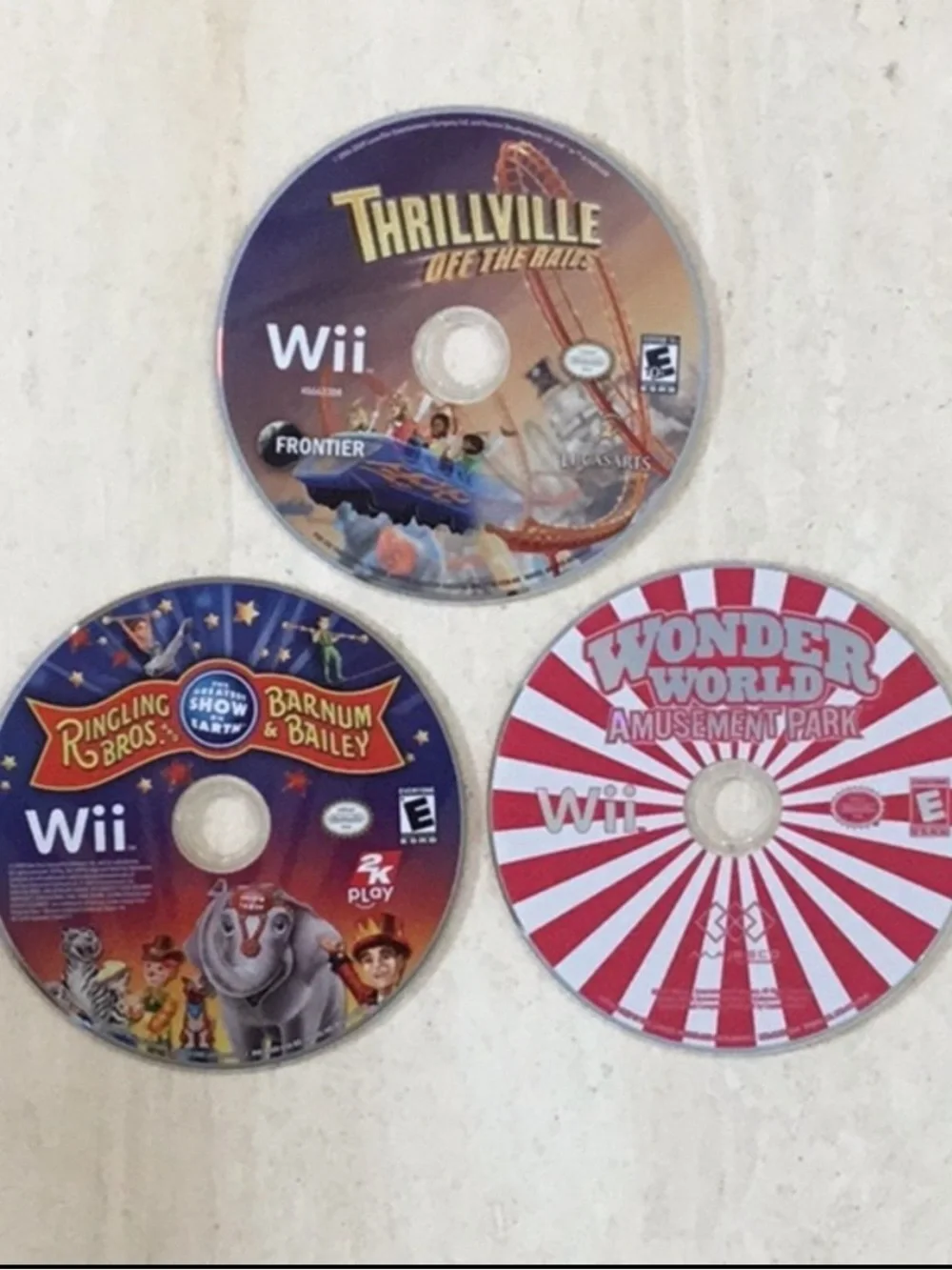 Wonder World Nintendo Wii Game & Ringlng Bros Circus Wii & Thrillville Wii Games